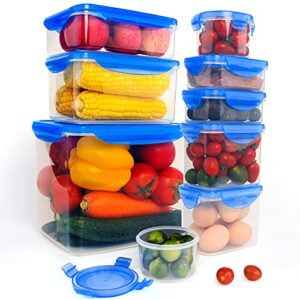 9 pack airtight food storage container set, stackable kitchen storage containers, 7.5l/ 253.6oz large ​size, bpa-free, leak proof, freezer/microwave safe
