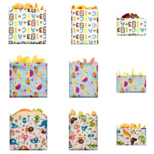 9 pcs reusable sandwich bags,washable cartoon snack bags with zipper 3 sizes lunch baggies food storage cute snack pouch for kids（multi 2）