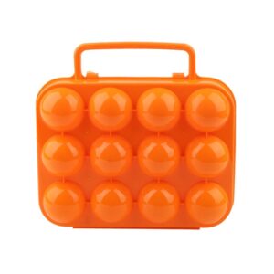 herchr shatterproof plastic egg carrier holder with lid, orange, 12 eggs capacity