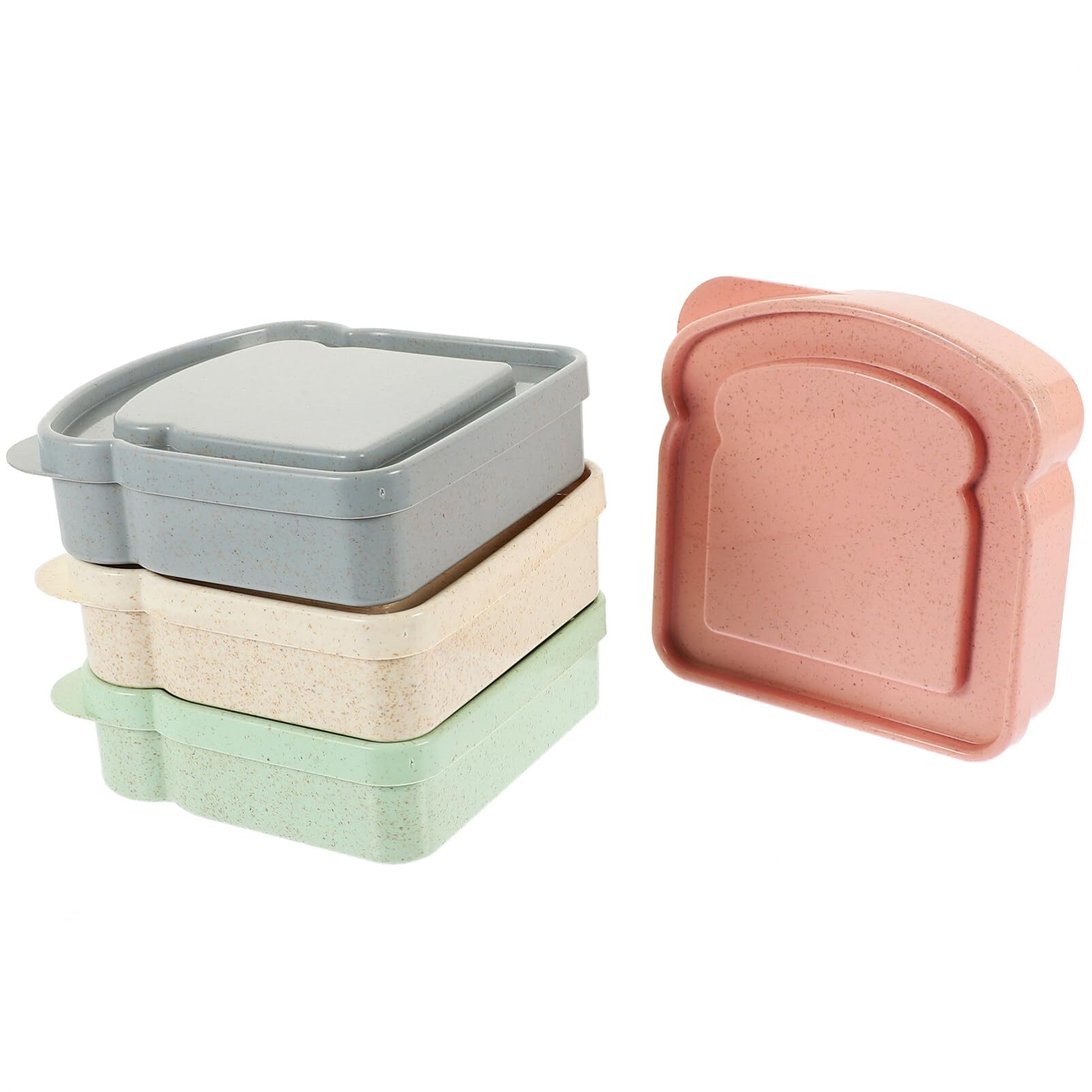 DOITOOL Toast Shape Sandwich Box 4Pcs Food Storage Containers Meal Prep Holder Freezer Bread Boxes for Lunch Fruit Candy Chocolate Party Supplies A