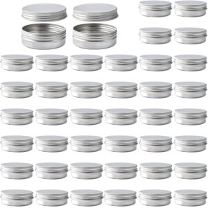 lzhamz 42 pack 2 oz metal round tins aluminum tin cans containers with screw lid for salve, spices or candies