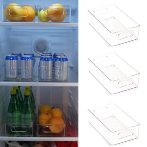 Pack of 6 Open Storage Bins Fridge Organiser Storage Box Stackable Containers Bin Drawer with Handles Kitchen Organisation for Pantry Cabinets Bathroom