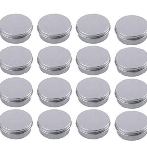 Healthcom 2Oz/60ML Metal Tin Steel Flat Silver Metal Tins Jars Empty Slip Slide Round Tin Containers With Tight Sealed Twist Screwtop Cover,21 Pcs