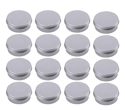 Healthcom 2Oz/60ML Metal Tin Steel Flat Silver Metal Tins Jars Empty Slip Slide Round Tin Containers With Tight Sealed Twist Screwtop Cover,21 Pcs