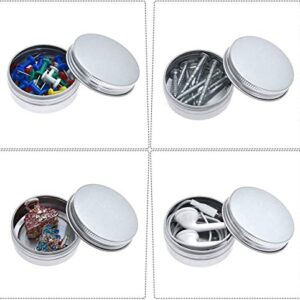 Healthcom 2Oz/60ML Metal Tin Steel Flat Silver Metal Tins Jars Empty Slip Slide Round Tin Containers With Tight Sealed Twist Screwtop Cover,21 Pcs