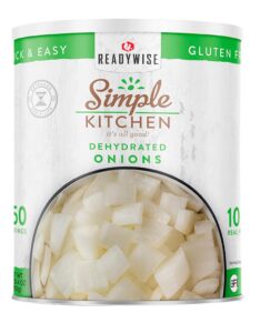 readywise -simple kitchen, dehydrated chopped onions, 250 servings, mre, emergency food supply, gluten free, onions, canned vegetables, diced onions, freeze dried food, camping, survival food, 10 can