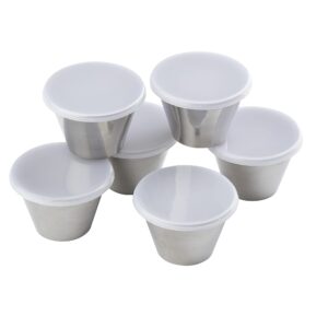 tablecraft round ramekins with lids 3 oz - ounces clear, pack of 6 with clear lids