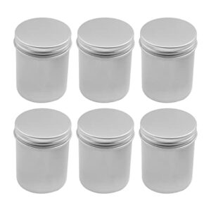 othmro 6pcs 2.7oz metal round tins aluminum tin cans jar refillable containers 80ml tin cans tin bottles containers with screw lid for salve spices lip balm tea candies silver 65×50mm