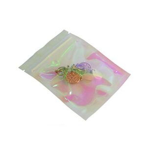 100Pcs Holographic Clear Ziplock Bags Iridescent Pouches with Tear Notch Food Packing Packaging Pouches Smell Proof Bags Storage Pouches 3.3×5.1in (8.5×13cm)