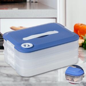 IEUDNS Refrigerator Dumplings Organizer Dumplings Organizer Excellent Seal Protection Portable Handle Stackable Convenient Food Storage Box , three floors