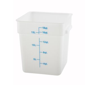 winco square storage container, 18-quart, white