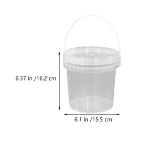 DOITOOL 2Pack Clear Plastic Bucket with Lid and Handle (1L) Ice Cream Tub with Lids, Food Grade Round Plastic Pail Container with Lid, Freezer Food Storage Containers