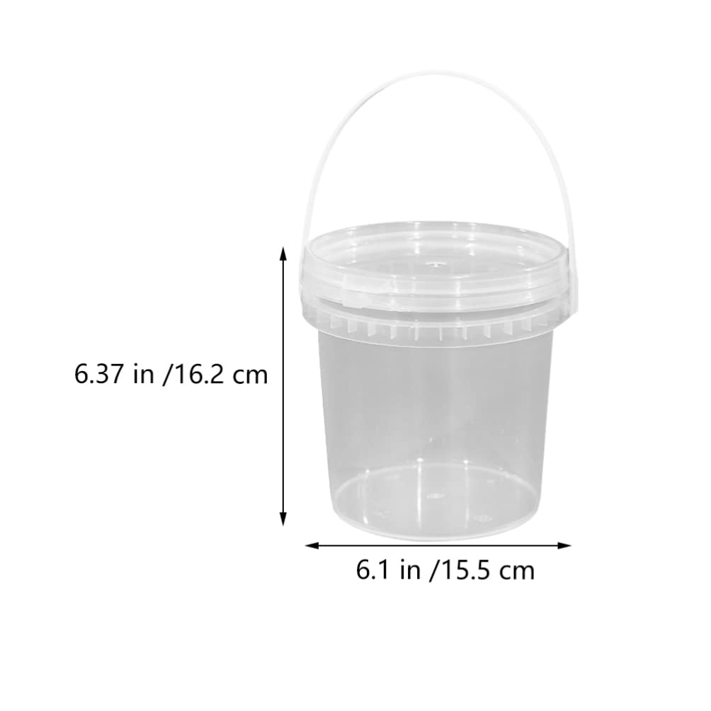 DOITOOL 2Pack Clear Plastic Bucket with Lid and Handle (1L) Ice Cream Tub with Lids, Food Grade Round Plastic Pail Container with Lid, Freezer Food Storage Containers