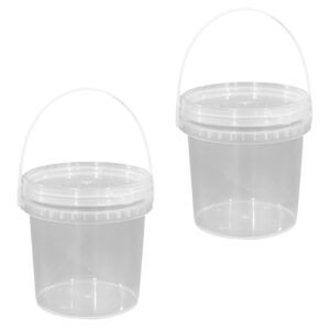 upkoch 2pcs ice cream tub with lid and handle clear plastic ice cream pails container for homemade ice- cream storage 2l