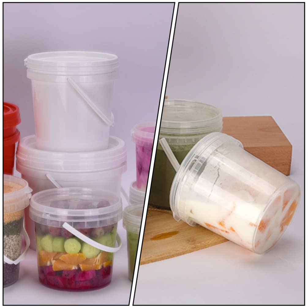 UPKOCH 2Pcs Ice Cream Tub with Lid and Handle Clear Plastic Ice Cream Pails Container for Homemade Ice- Cream Storage 2L