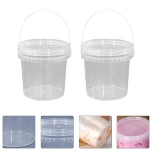 UPKOCH 2Pcs Ice Cream Tub with Lid and Handle Clear Plastic Ice Cream Pails Container for Homemade Ice- Cream Storage 2L