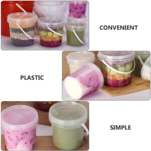 UPKOCH 2Pcs Ice Cream Tub with Lid and Handle Clear Plastic Ice Cream Pails Container for Homemade Ice- Cream Storage 2L