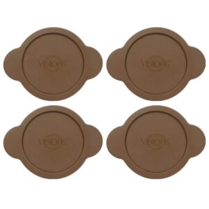 visions cm8-pc brown plastic lids for glass dish (glass dish sold separately) - 4 pack