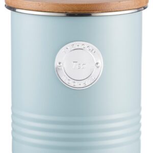 Typhoon Living Airtight Tea Storage Canister with Bamboo Lid, 1 Litre, Blue