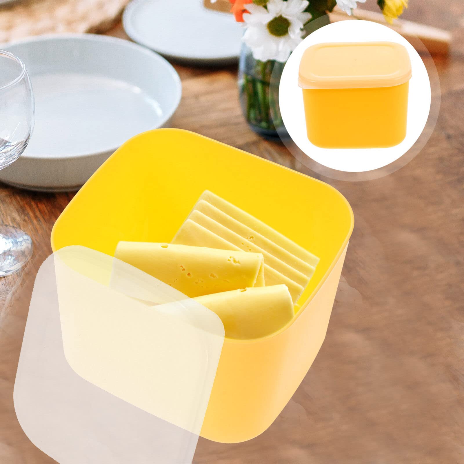 Healvian Plastic Cheese Storage Containers with Airtight Lid Cheese Slice Storage Sealed Food Storage Container Fruit Vegetable Organizer Produce Saver for Fridge 12X11X9CM