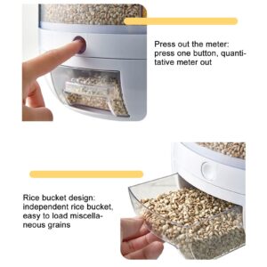 Rice Dispenser, 6 Grids Rotating PP Cereal Dispenser with Removable Lid Space Saving, Household Rice Container Storage Dry Food Sealed Storage Kitchen Organization for Grains, Beans, Rice(10KG)