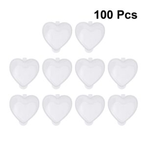 Didiseaon 100Pcs Heart Shaped Condiment Container Clear Plastic Seasoning Containers Small Boxes with Lid Bowl for Home Kitchen Takeout Use 50ml