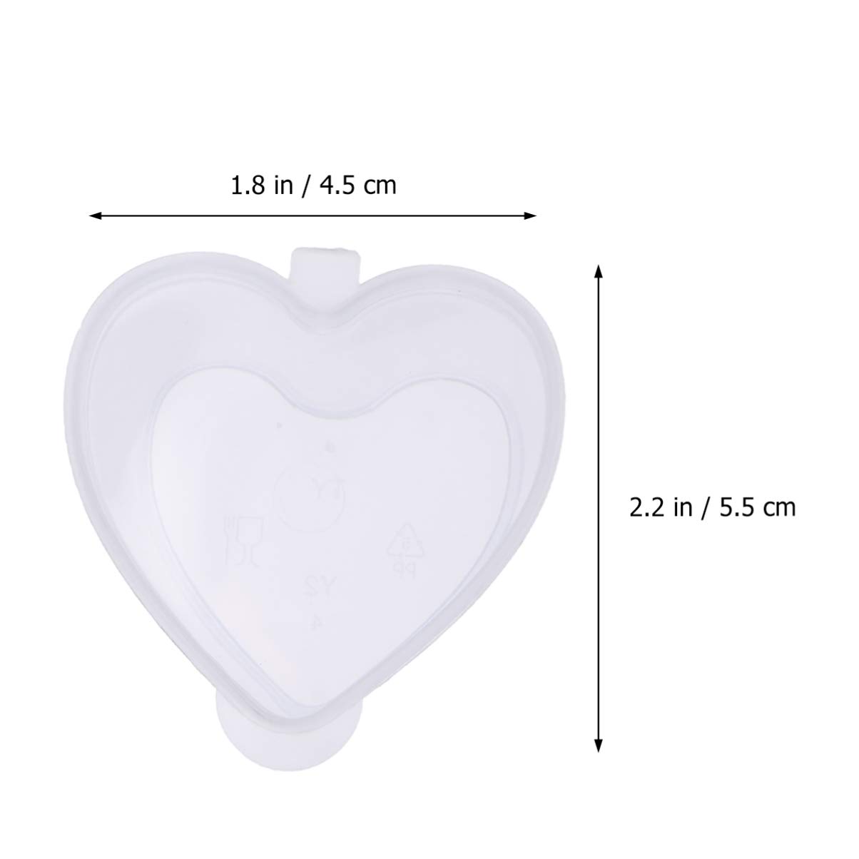 Didiseaon 100Pcs Heart Shaped Condiment Container Clear Plastic Seasoning Containers Small Boxes with Lid Bowl for Home Kitchen Takeout Use 50ml