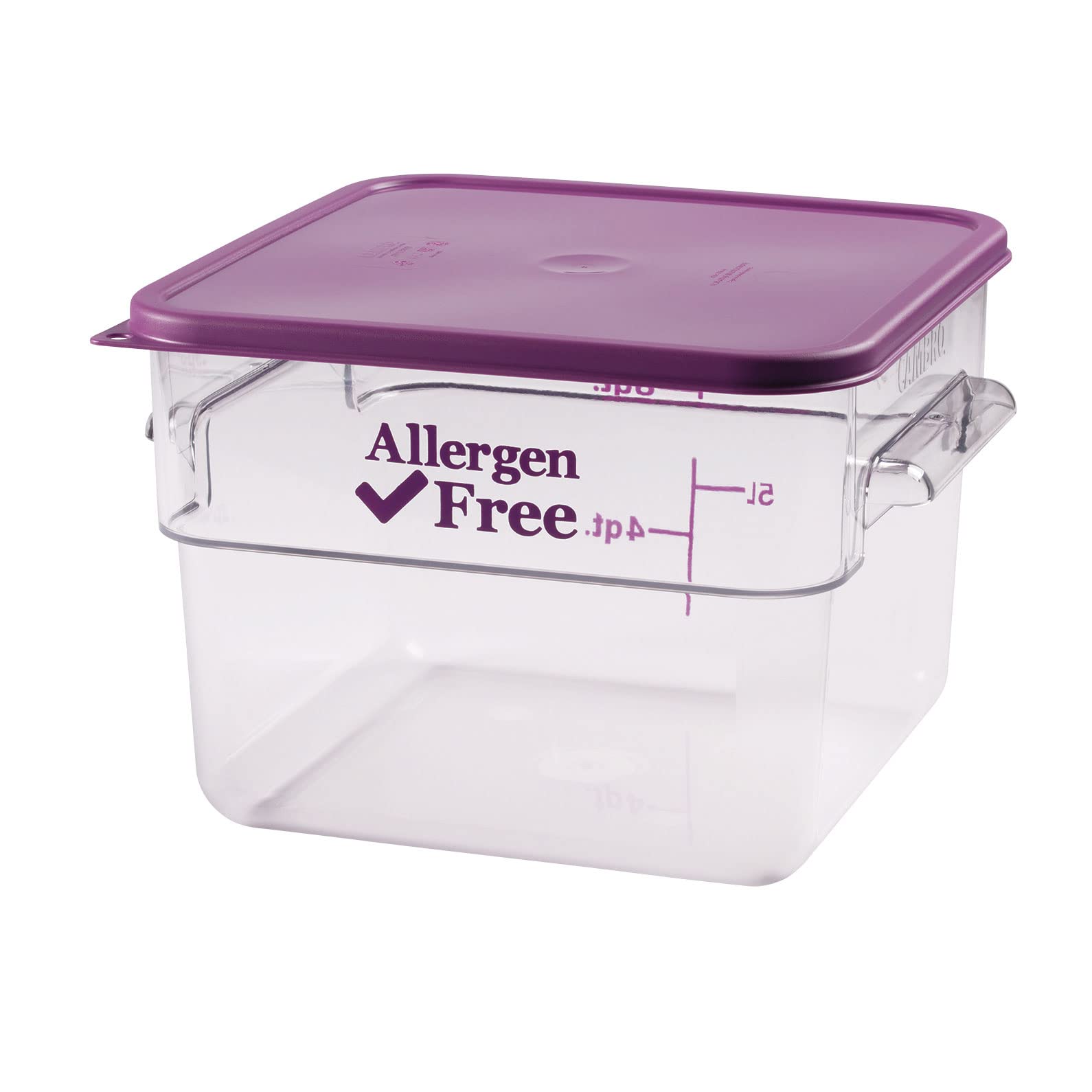 Cambro 12SFSCW441 12QT Allergen-Free Clear Graduated Camsquare