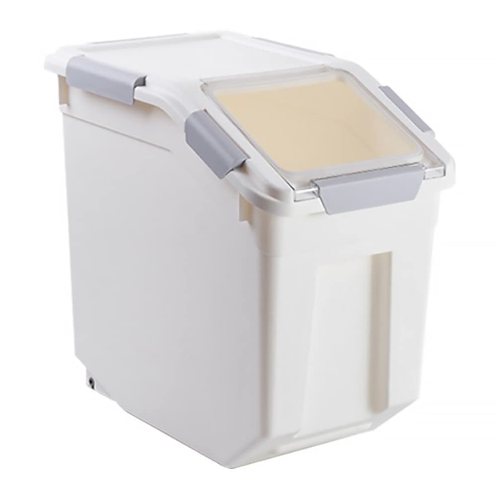 LIFKOME Rice Storage Container with Wheels Seal Locking Lid PP Food Containers Set Locking Lid Large Storage Boxes Plastic Cereal Pet Food Dog Cat Birds Food Bin