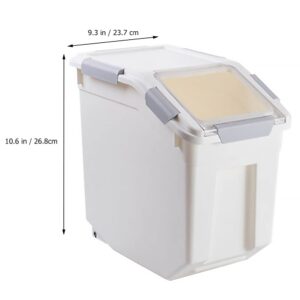 LIFKOME Rice Storage Container with Wheels Seal Locking Lid PP Food Containers Set Locking Lid Large Storage Boxes Plastic Cereal Pet Food Dog Cat Birds Food Bin