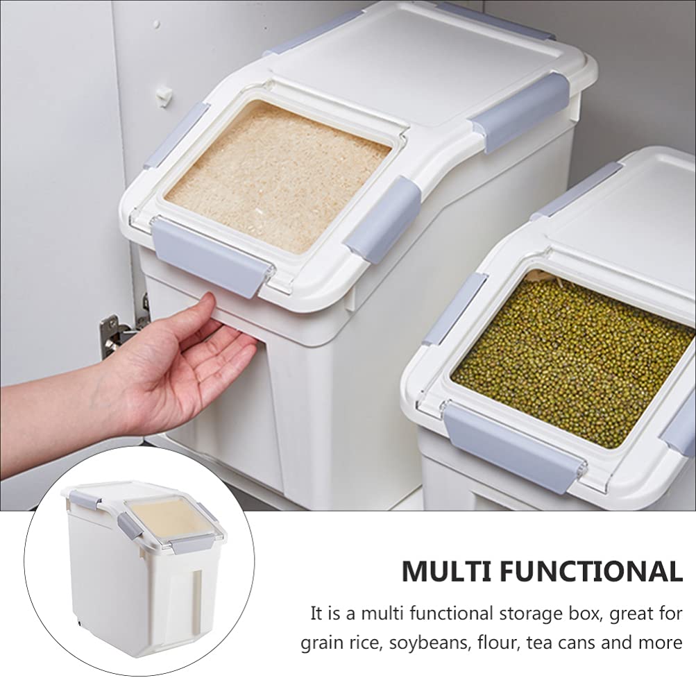 LIFKOME Rice Storage Container with Wheels Seal Locking Lid PP Food Containers Set Locking Lid Large Storage Boxes Plastic Cereal Pet Food Dog Cat Birds Food Bin