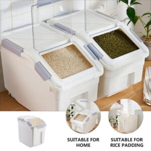 LIFKOME Rice Storage Container with Wheels Seal Locking Lid PP Food Containers Set Locking Lid Large Storage Boxes Plastic Cereal Pet Food Dog Cat Birds Food Bin