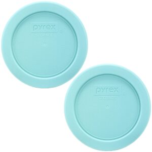 pyrex 7202-pc jade dust green round plastic replacement food storage lid, made in usa - 2 pack