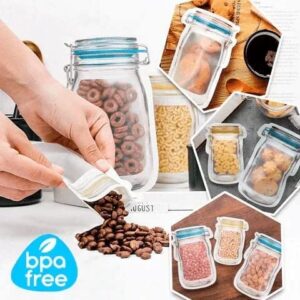 2023 New Reusable Mason Bottle Ziplock Bags,Reusable Mason Jar Ziplock Bags,Mason Bottle Zip Lock Bags (5Set-20Pcs)