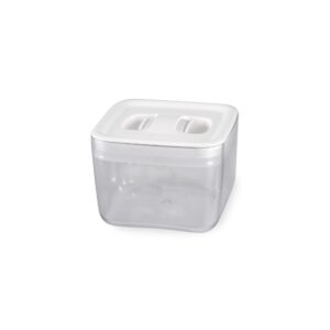 clickclack clear 1 qt cube canister w/white lid