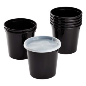 karat 24 oz black pp injection molded round deli containers with lids - 240 sets