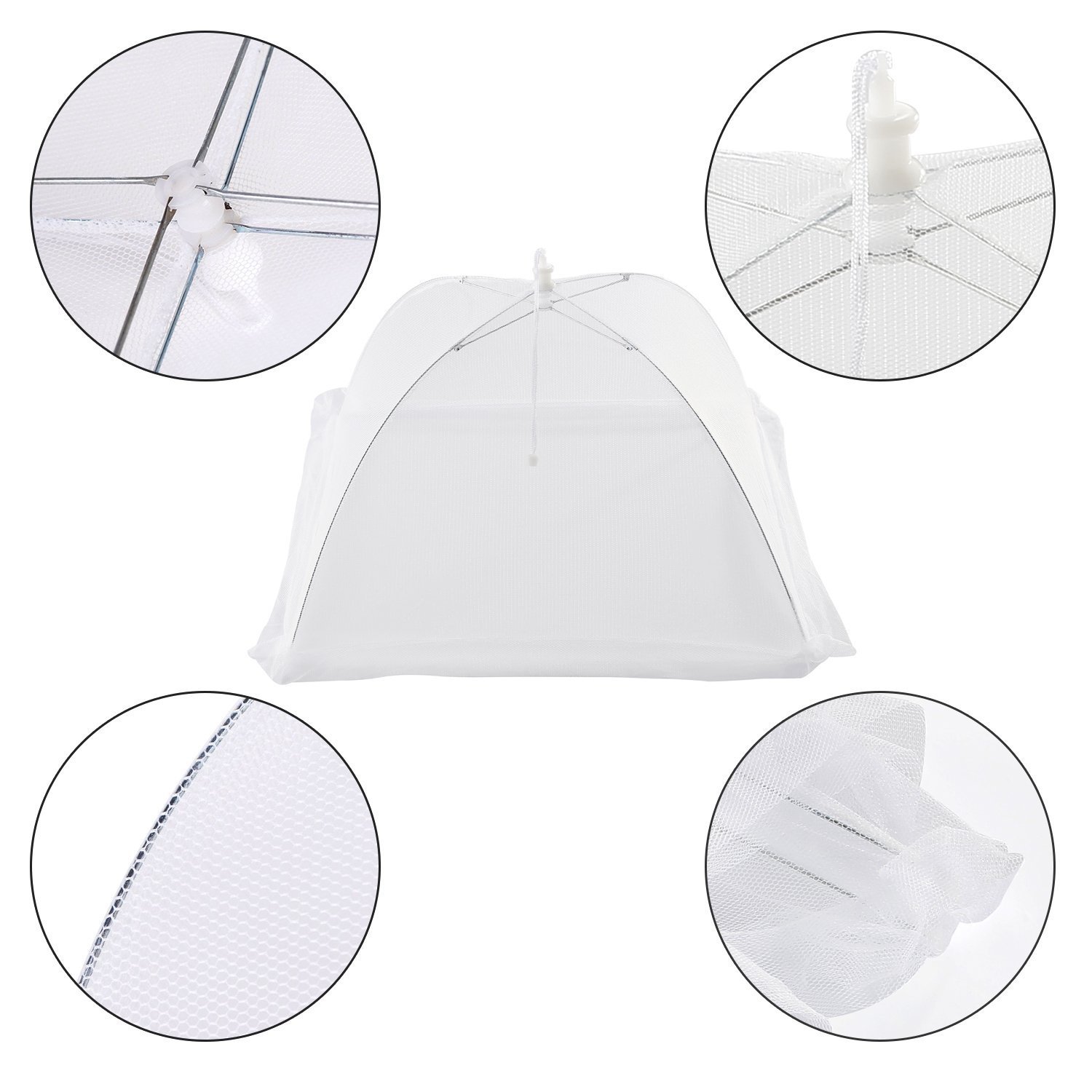 8 Packs Large Pop-Up Mesh Screen Food Cover Tents - Keep Out Flies, Bugs, Mosquitos - Reusable