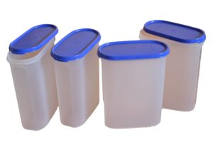 tupperware modular mates oval plastic container 4 set, 2.3 litres, 4-pieces, multicolor