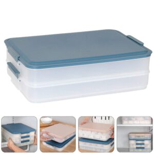 Refrigerator Food Organizer Plastic Food Storage Containers Dumpling Box Food Freezer Box Keep Fruits Vegetables Meat And More Kitche Fridge Freezer (Ink blue) Refrigerator Food Containers