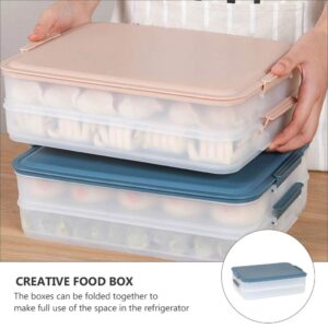 Refrigerator Food Organizer Plastic Food Storage Containers Dumpling Box Food Freezer Box Keep Fruits Vegetables Meat And More Kitche Fridge Freezer (Ink blue) Refrigerator Food Containers