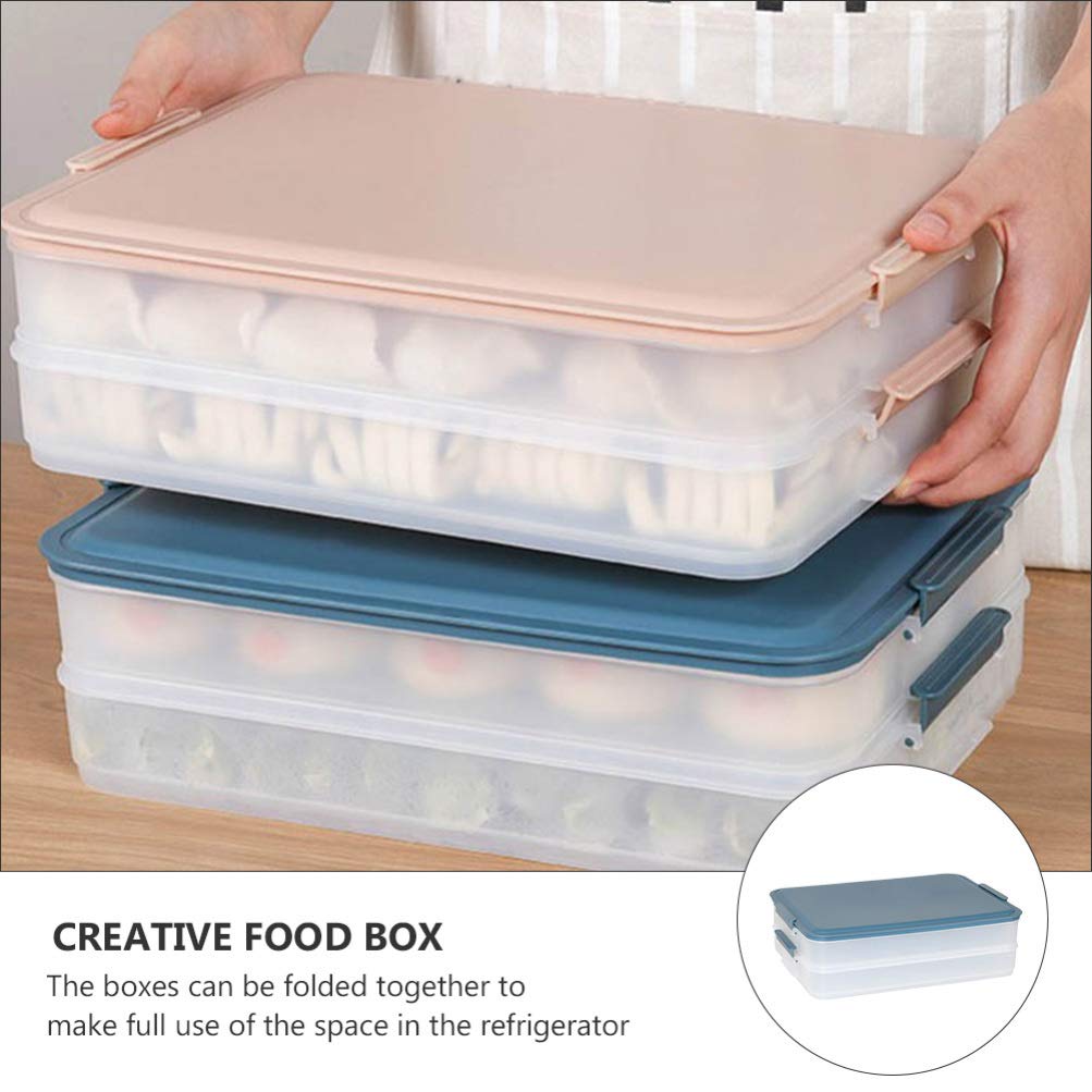 Refrigerator Food Organizer Plastic Food Storage Containers Dumpling Box Food Freezer Box Keep Fruits Vegetables Meat And More Kitche Fridge Freezer (Ink blue) Refrigerator Food Containers