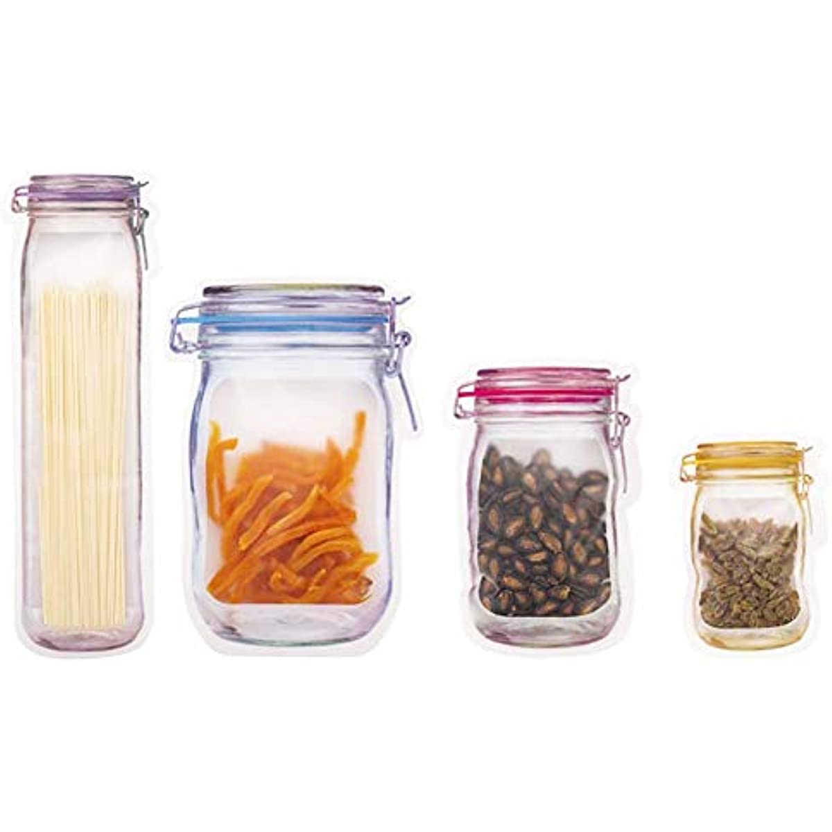 50PCS 6×4.2inch Mason Jar Pattern Food Storage Bag Reusable Stand Up Smell Proof Ziplock Bags Snack Saver Container Package Bag Frosted Pouches