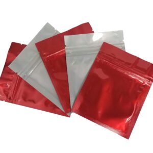 Clear Front Resealable Red Mylar Bags - 5 Mil - 3.5" x 4.5" Zip Seal Heat Sealable Odor Proof Pouch for Herbs Food Vitamins Gummies Snacks Storage Container (100 or 3000) (100)