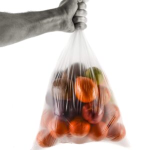 EcoQuality 18" x 24" Plastic Produce Bags on a Roll 250 Bags/Roll - Food Storage Bags, Clear Plastic Bags for Vegetables, Food, Fruits, Bread, Pet Waste Bags, Grocery Bags, Supermarket Bags (12)