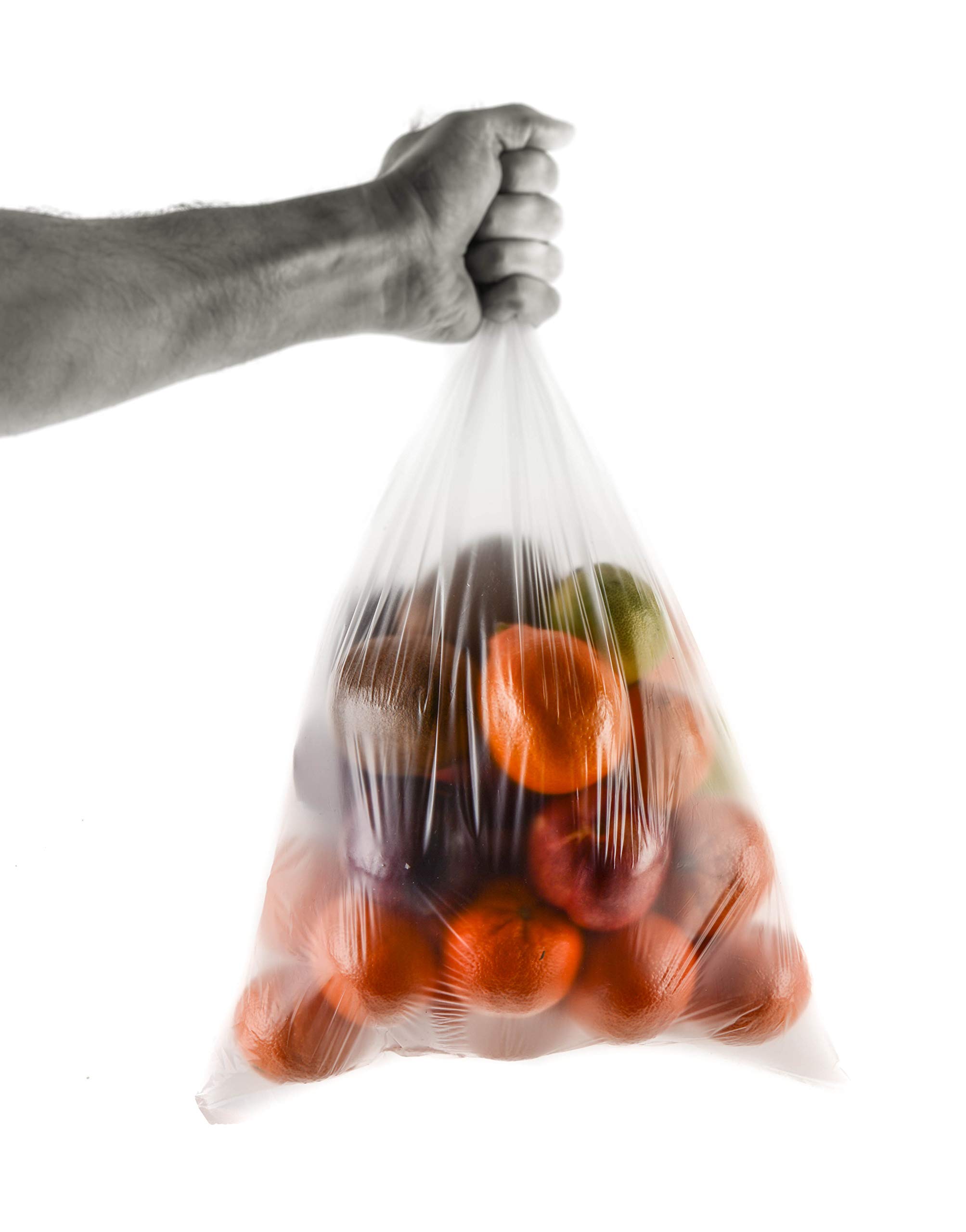EcoQuality 18" x 24" Plastic Produce Bags on a Roll 250 Bags/Roll - Food Storage Bags, Clear Plastic Bags for Vegetables, Food, Fruits, Bread, Pet Waste Bags, Grocery Bags, Supermarket Bags (12)