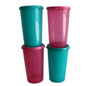 Tupperware 12oz / 330ml Stacking Tumbler Set of 4 Teal Pink