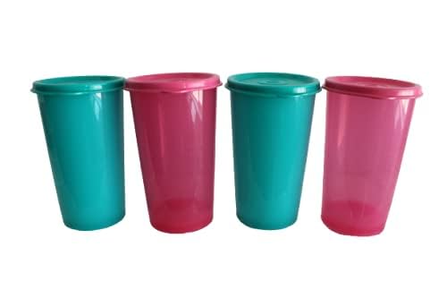 Tupperware 12oz / 330ml Stacking Tumbler Set of 4 Teal Pink