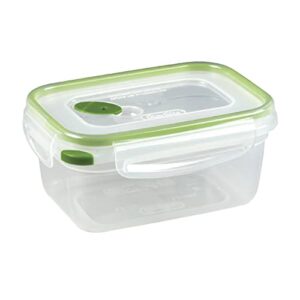 sterilite ultra-seal 4.5 cup rectangle, airtight food storage container, latching lid, microwave and dishwasher safe, clear with green gasket, 12-pack
