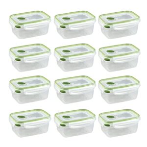 Sterilite Ultra-Seal 4.5 Cup Rectangle, Airtight Food Storage Container, Latching Lid, Microwave and Dishwasher Safe, Clear With Green Gasket, 12-Pack