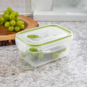 Sterilite Ultra-Seal 4.5 Cup Rectangle, Airtight Food Storage Container, Latching Lid, Microwave and Dishwasher Safe, Clear With Green Gasket, 12-Pack